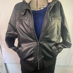 Ashley 26 International Outerwear Jacket And Hood Women's‎ Faux Leather  Mint 1X